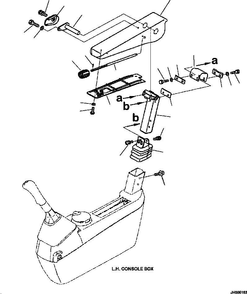 Komatsu parts book diagram for PC240LL-10 SN A20601-UP: K1110-001064 CAB L.H. ARMREST