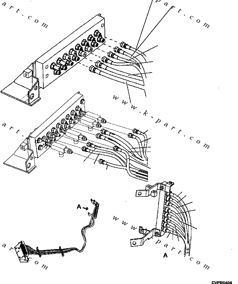Komatsu parts book diagram for PC240LL-10 SN A20601-UP: K1110-003006 PPC LINES LOG LOADER (6/6)