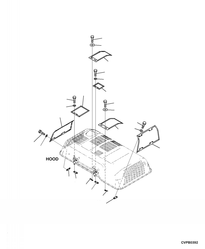 Komatsu parts book diagram for PC240LL-10 SN A20601-UP: M1110-02A0 HOOD WITH DUSTPROOF NET, INTAKE GAS AND EXHAUST GAS NET