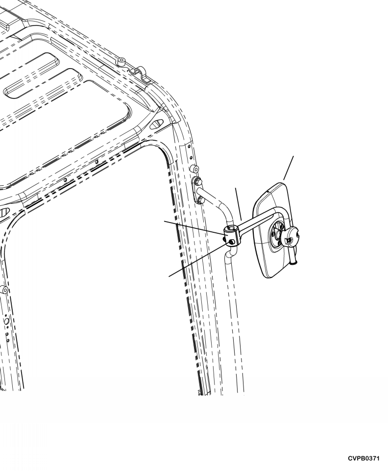 Komatsu parts book diagram for PC240LL-10 SN A20601-UP: M1410-01A0 REAR VIEW MIRROR LEFT