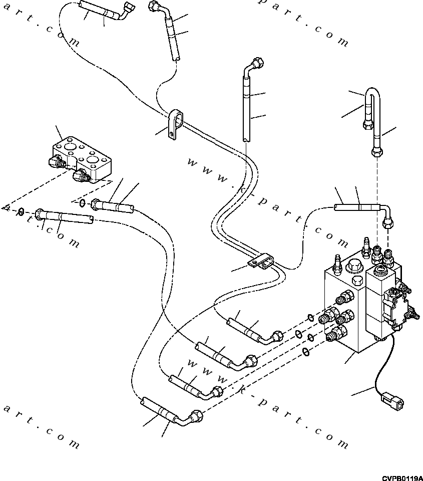 Excavators Komatsu / PC240LL-10 SN A20601-UP(PC240LLE) / N1230-001001 SOFT SWING BLOCK MANIFOLD TO VALVE MANIFOLD HYDRAULIC PIPING(N-020 : N1230-001001)