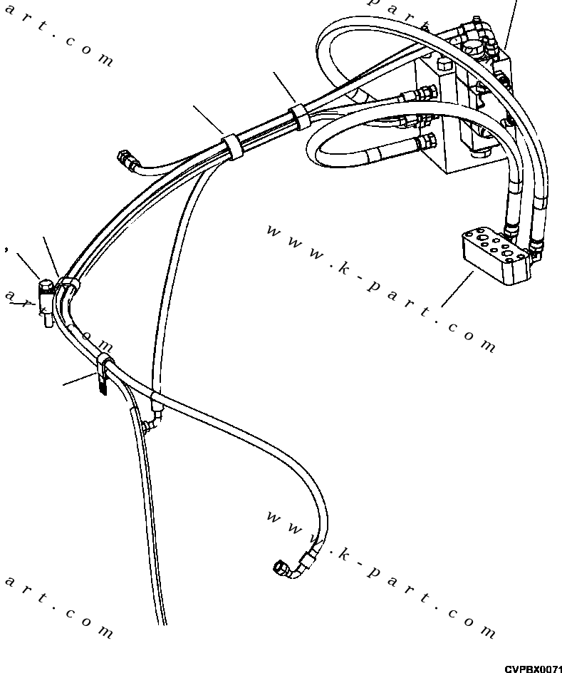 Excavators Komatsu / PC240LL-10 SN A20601-UP(PC240LLE) / N1230-001002 SOFT SWING VALVE MANIFOLD HYDRAULIC PIPING MOUNTING(N-022 : N1230-001002)