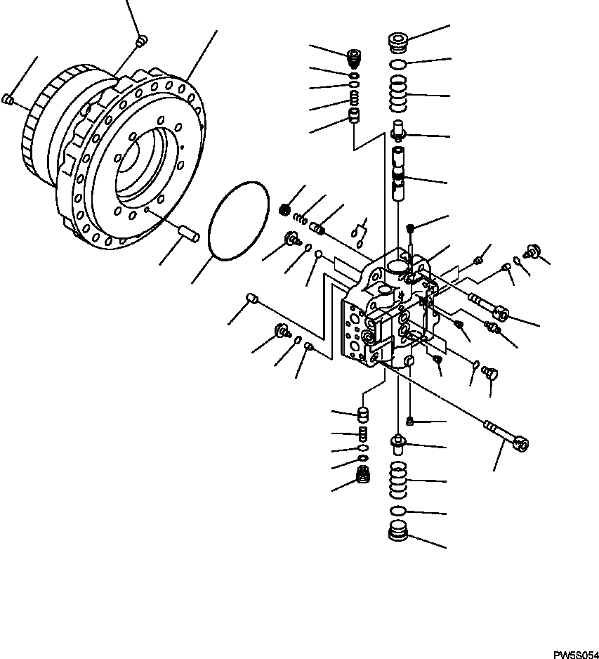 Komatsu parts book diagram for PC240LL-10 SN A20601-UP: P1210-002001 TRAVEL MOTOR AND FINAL DRIVE TRAVEL MOTOR, R.H. (1/3)