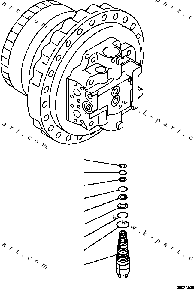 Komatsu parts book diagram for PC240LL-10 SN A20601-UP: P1210-002003 TRAVEL MOTOR AND FINAL DRIVE TRAVEL MOTOR, R.H. (3/3)