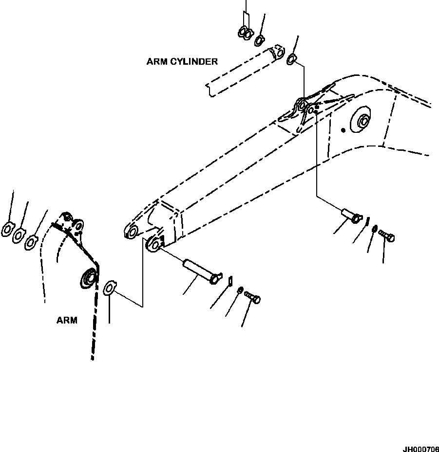 Excavators Komatsu / PC240LL-10 SN A20601-UP(PC240LLE) / T1110-02A0 BOOM TOP PIN AND ARM PIN(T-004 : T1110-02A0)