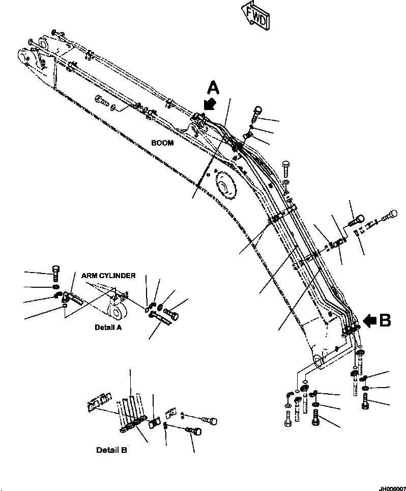 Excavators Komatsu / PC240LL-10 SN A20601-UP(PC240LLE) / T1110-03A0 BOOM ARM CYLINDER LINE(T-006 : T1110-03A0)