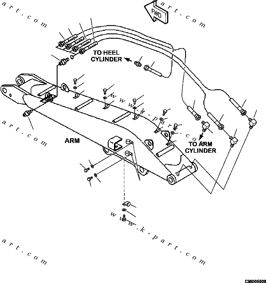 Excavators Komatsu / PC240LL-10 SN A20601-UP(PC240LLE) / T1300-16A0 LOG LOADER GREASE LINES (STICK BOOM)(T-100 : T1300-16A0)
