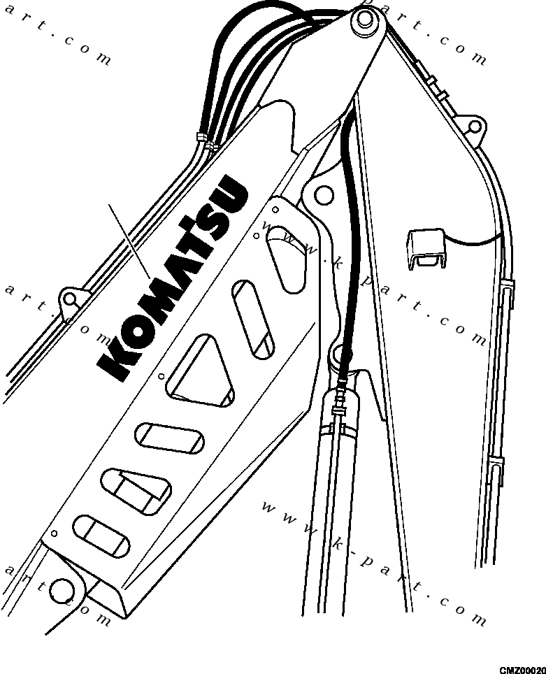 Komatsu parts book diagram for PC240LL-10 SN A20601-UP: U0175-01A0 DECAL KOMATSU LOG LOADER