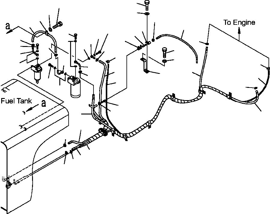 Excavators Komatsu / PC300HD-7L S/N A85001-UP(PC300HD7) / D0200-01B0 FUEL LINES WITH PRE-FUEL FILTER AND WATER SEPARATOR S/N  A85032-(D-007 : D0200-01B0)