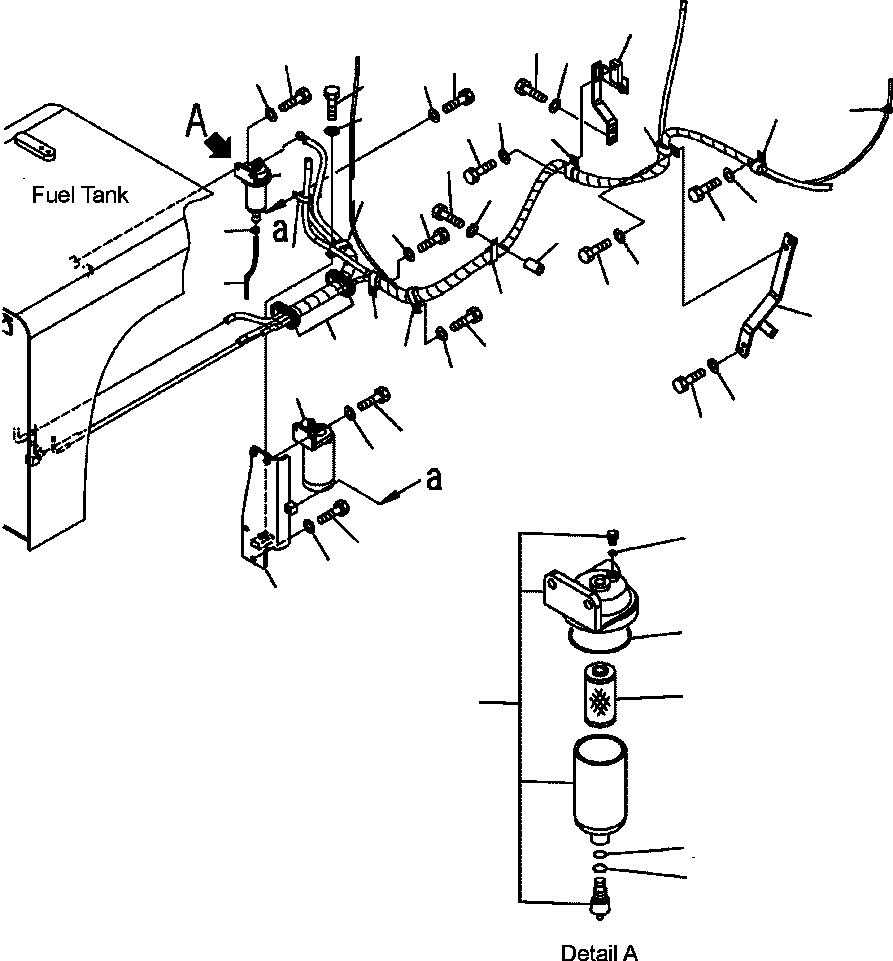 Excavators Komatsu / PC300HD-7L S/N A85001-UP(PC300HD7) / D0200-02C0 FUEL LINES WITH PRE-FILTER AND WATER SEPARATOR S/N  A85032-(D-019 : D0200-02C0)