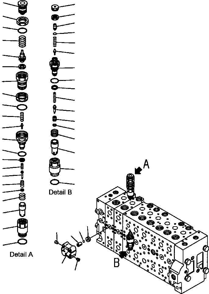 Excavators Komatsu / PC300HD-7L S/N A85001-UP(PC300HD7) / H0120-23A0 MAIN VALVE 2 ACTUATOR - VALVE SPOOL - PRESSURE COMPENSATION VALVE(H-091 : H0120-23A0)