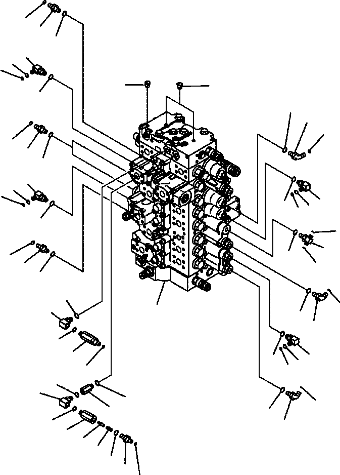 Excavators Komatsu / PC300HD-7L S/N A85001-UP(PC300HD7) / H0120-24A0 MAIN VALVE HOSE CONNECTIONS W/1 ACTUATOR(H-095 : H0120-24A0)