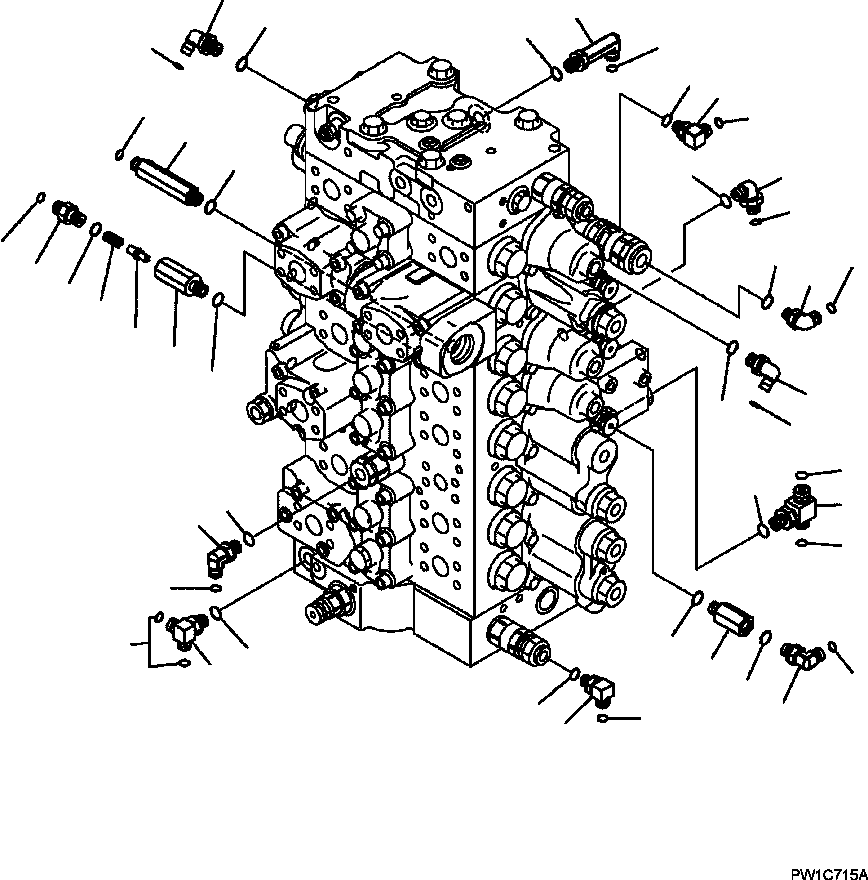 Excavators Komatsu / PC300HD-7L S/N A85001-UP(PC300HD7) / H0120-25A0 MAIN VALVE CONNECTING PARTS W/ 1 ACTUATOR (1/2)(H-097 : H0120-25A0)