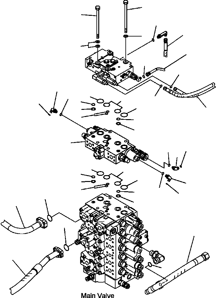 Excavators Komatsu / PC300HD-7L S/N A85001-UP(PC300HD7) / H0120-25A1 MAIN VALVE CONNECTING PARTS W/1 ACTUATOR (2/2)(H-101 : H0120-25A1)