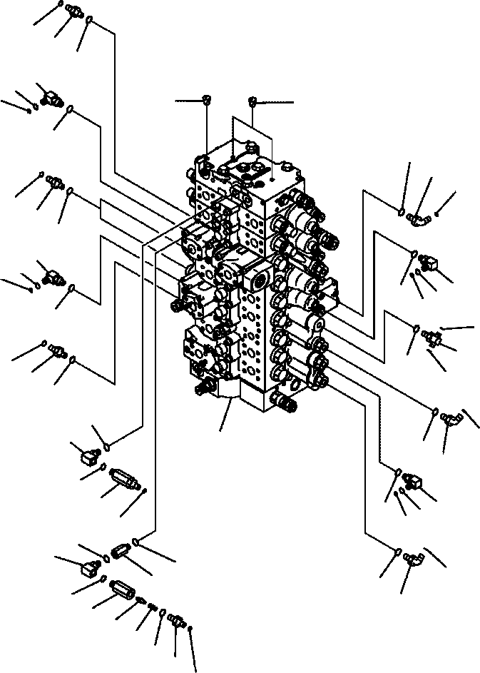 Excavators Komatsu / PC300HD-7L S/N A85001-UP(PC300HD7) / H0120-25A1A MAIN VALVE HOSE CONNECTIONS W/2 ACTUATOR(H-103 : H0120-25A1A)