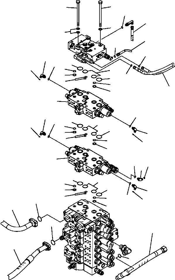 Excavators Komatsu / PC300HD-7L S/N A85001-UP(PC300HD7) / H0120-25A3 MAIN VALVE CONNECTING PARTS W/2 ACTUATOR (2/2)(H-109 : H0120-25A3)