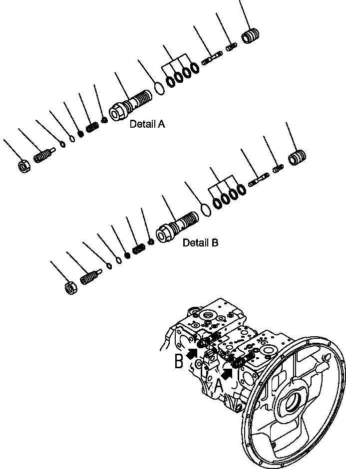 Excavators Komatsu / PC300HD-7L S/N A85001-UP(PC300HD7) / H0210-10A0 MAIN PUMP LS VALVE(H-133 : H0210-10A0)