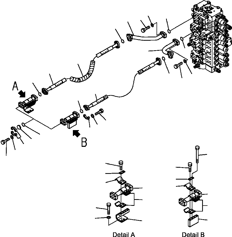 Excavators Komatsu / PC300HD-7L S/N A85001-UP(PC300HD7) / H1272-01A0 HYDRAULIC PIPING ATTACHMENT ADDITIONAL LINES - 2 ACTUATOR(H-173 : H1272-01A0)