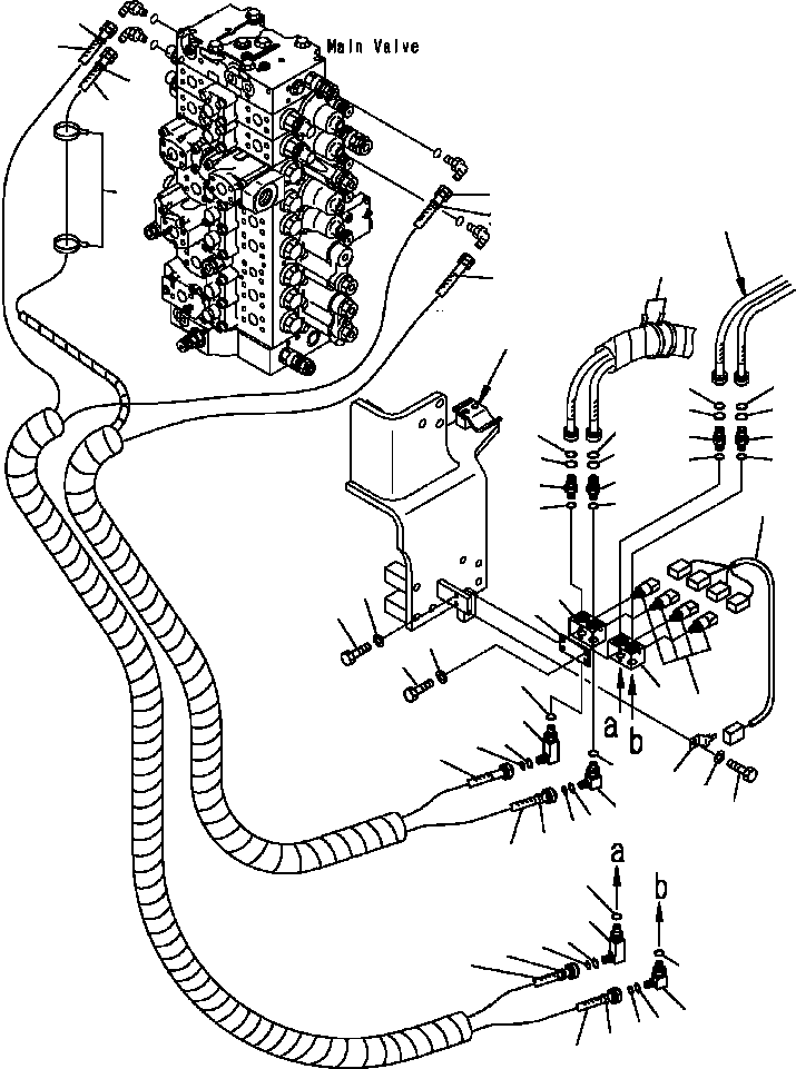 Excavators Komatsu / PC300HD-7L S/N A85001-UP(PC300HD7) / H1840-03A0 HYDRAULIC PIPING PPC MAIN LINE BLOCK - 2 ACTUATOR(H-213 : H1840-03A0)
