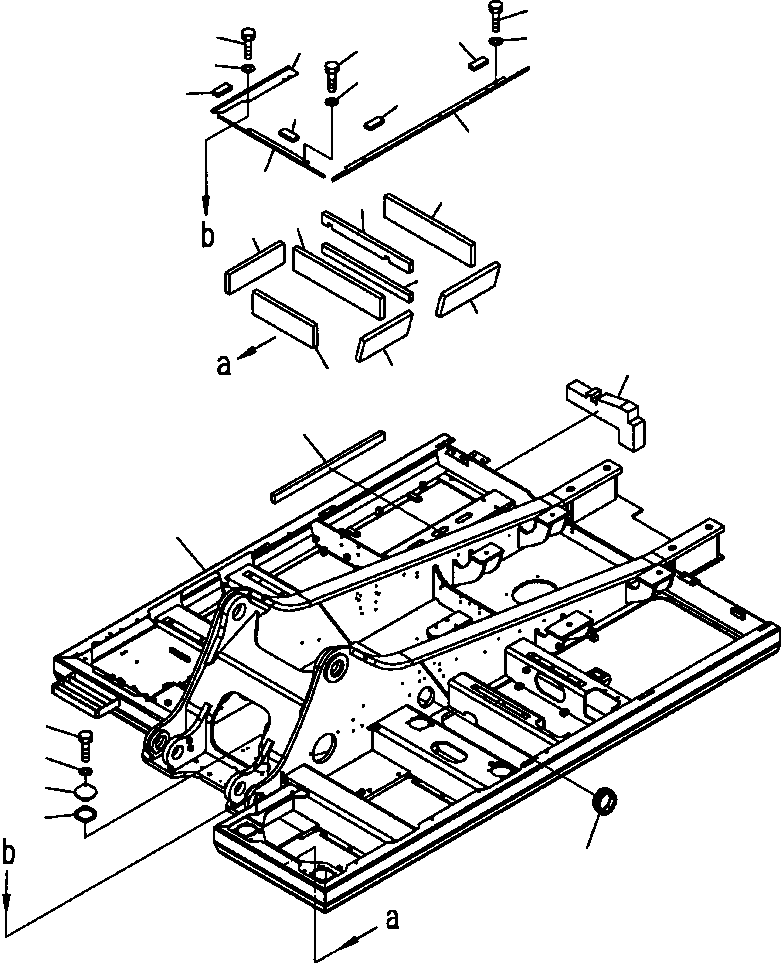 Excavators Komatsu / PC300HD-7L S/N A85001-UP(PC300HD7) / J1110-01A4 REVOLVING FRAME - MULTI-PATTERN W/HEAVY COUNTERWEIGHT COVERS AND GASKET (W/DECK GUARD) S/N  A85037-(J-009 : J1110-01A4)