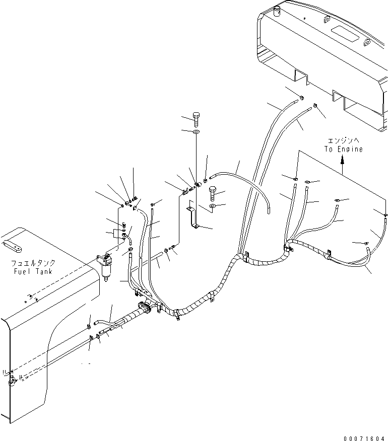 Excavators Komatsu / PC300LL-7L S/N A85001-UP(PC300L1E) / FUEL LINES (ADDITIONAL FUEL TANK)(090050 : D0200-01A1)