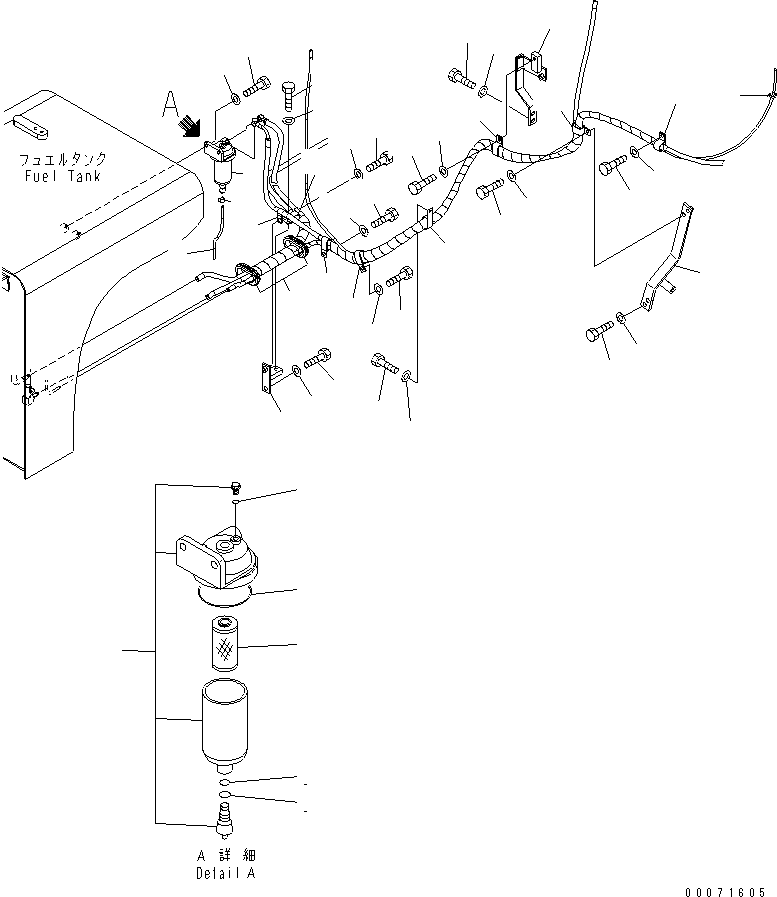 Komatsu parts book diagram for PC300LL-7L S/N A85001-UP: FUEL LINES (WATER SEPARATOR)