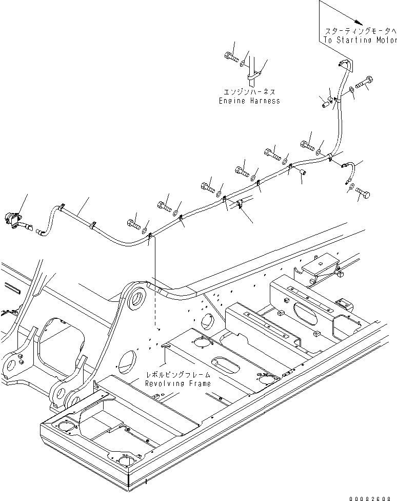 Komatsu parts book diagram for PC300LL-7L S/N A85001-UP: WIRING (STARTING HARNESS) (CLIP)