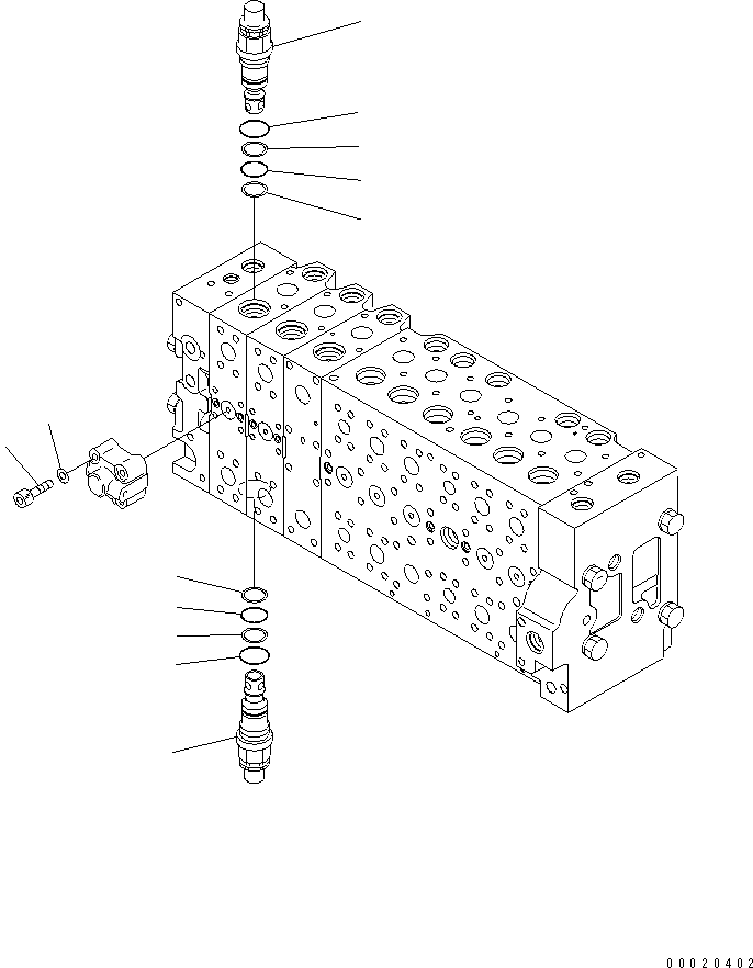 Komatsu parts book diagram for PC300LL-7L S/N A85001-UP: MAIN VALVE (VALVE SPOOL) (9TH) (SUCTION AND SAFETY VALVE) (WITH 2ACTUATOR)
