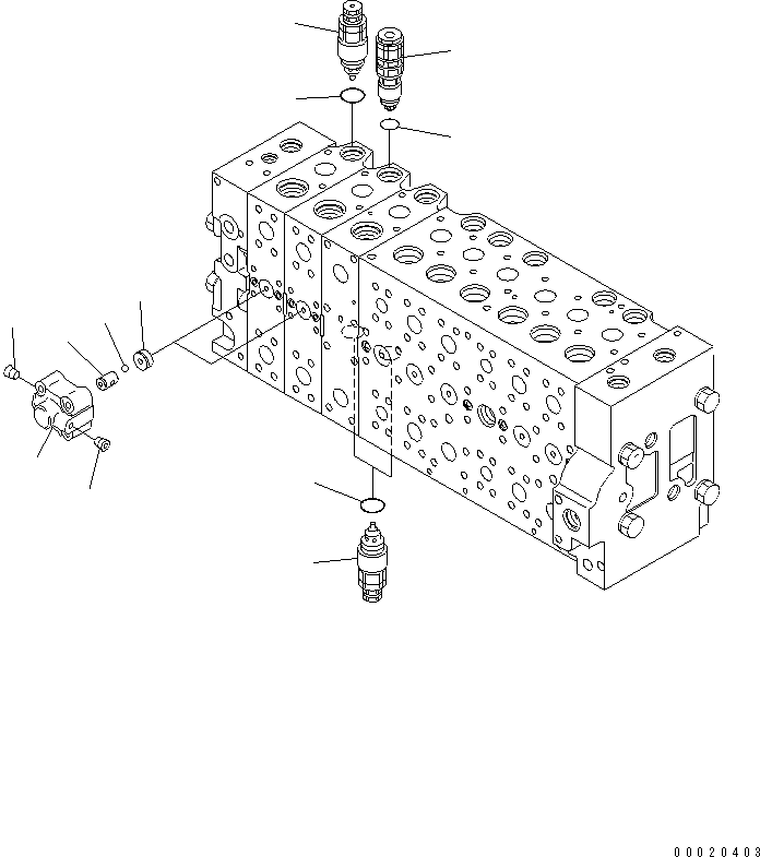 Komatsu parts book diagram for PC300LL-7L S/N A85001-UP: MAIN VALVE (VALVE SPOOL)(8TH AND 9TH) (PRESSURE COMPENSATION VALVE (WITH 2 ACTUATOR)