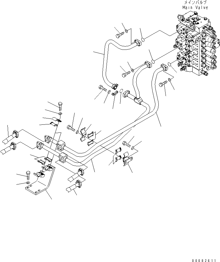 Komatsu parts book diagram for PC300LL-7L S/N A85001-UP: HYDRAULIC PIPING (BOOM LINE)