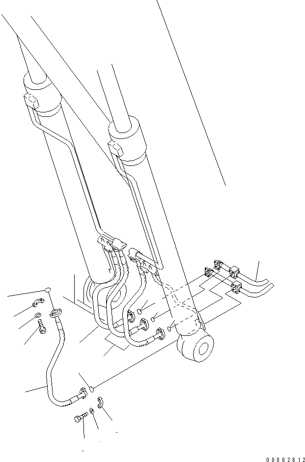 Komatsu parts book diagram for PC300LL-7L S/N A85001-UP: HYDRAULIC PIPING (BOOM HOSE)