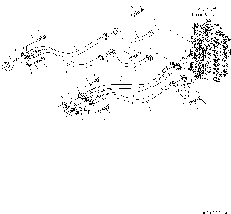 Komatsu parts book diagram for PC300LL-7L S/N A85001-UP: HYDRAULIC PIPING (ARM AND BUCKET LINE)