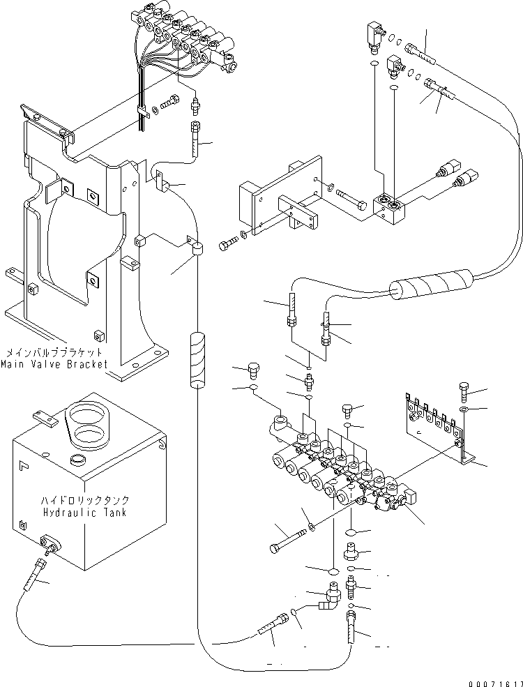 Komatsu parts book diagram for PC300LL-7L S/N A85001-UP: HYDRAULIC PIPING (ATTACHMENT SOLENOID) (1 ACTUATOR)