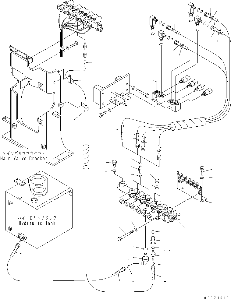 Komatsu parts book diagram for PC300LL-7L S/N A85001-UP: HYDRAULIC PIPING (ATTACHMENT SOLENOID) (2 ACTUATOR)