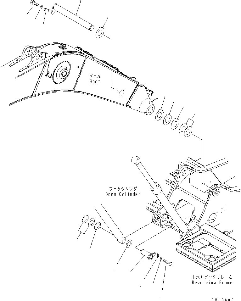 Excavators Komatsu / PC300LL-7L S/N A85001-UP(PC300L1E) / BOOM FOOT PIN(180090 : J1310-01A0)