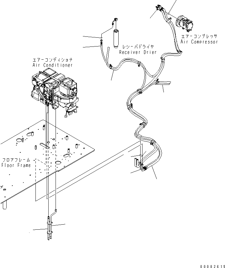 Excavators Komatsu / PC300LL-7L S/N A85001-UP(PC300L1E) / FLOOR FRAME (AIR CONDITIONER HOSE) (48/60 INCH RISER)(210570 : K1110-16A0)