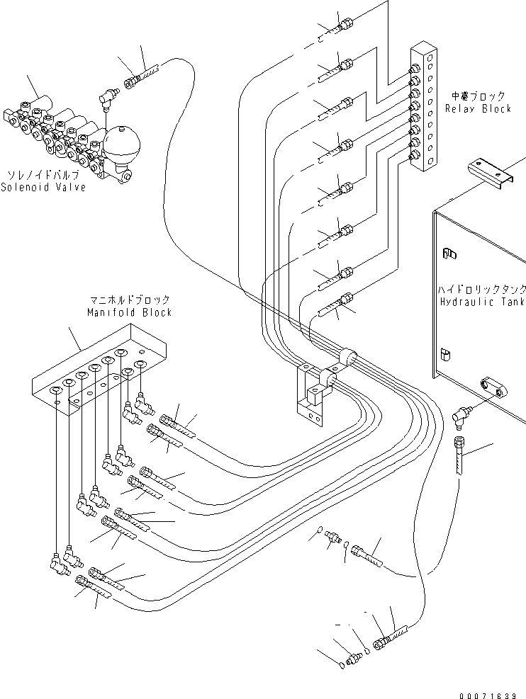 Excavators Komatsu / PC300LL-7L S/N A85001-UP(PC300L1E) / FLOOR FRAME (MANIFOLD TO RELAY BLOCK)(210640 : K1110-19A0)