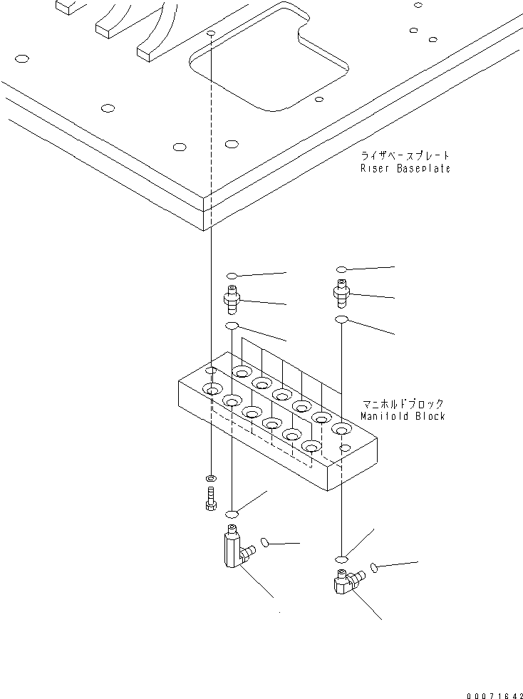 Excavators Komatsu / PC300LL-7L S/N A85001-UP(PC300L1E) / FLOOR FRAME (MANIFOLD BLOCK CONNECTIONS)(210680 : K1110-19E0)