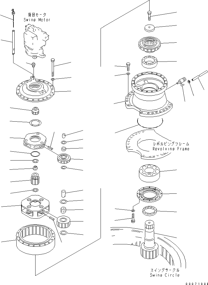 Komatsu parts book diagram for PC300LL-7L S/N A85001-UP: SWING MACHINERY