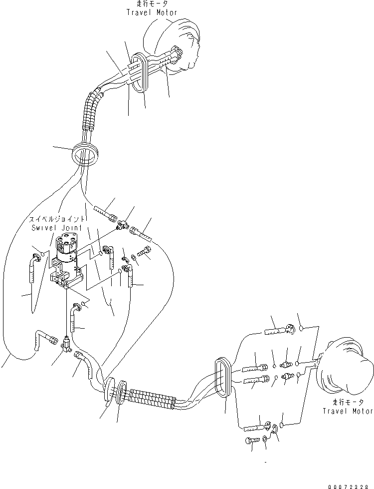 Excavators Komatsu / PC300LL-7L S/N A85001-UP(PC300L1E) / TRAVEL PIPING(300010 : P1120-01A3)