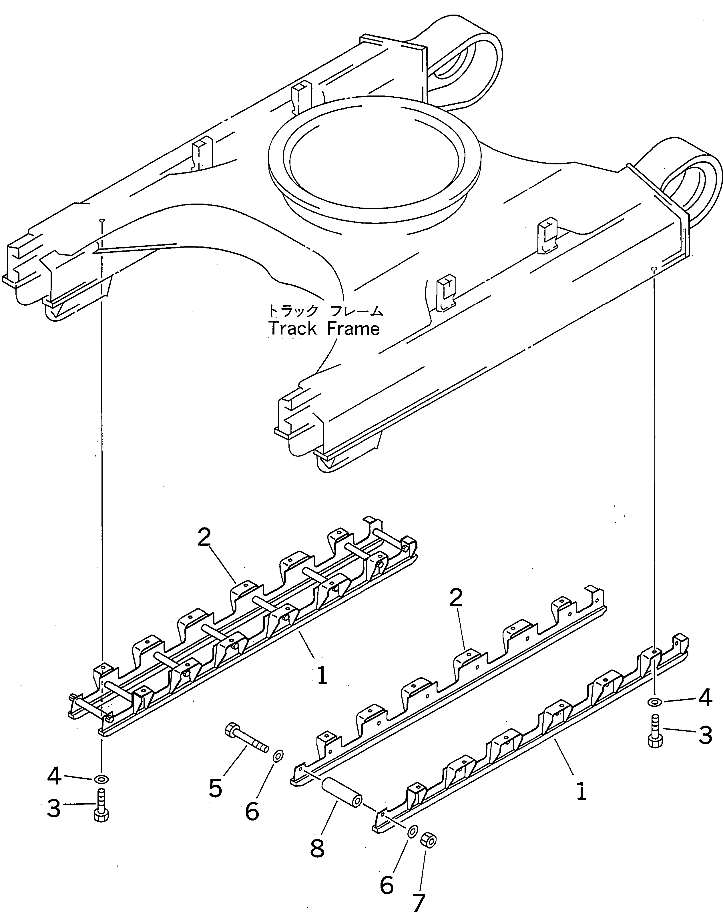 Komatsu parts book diagram for PC300LL-7L S/N A85001-UP: FULL ROLLER GUARD