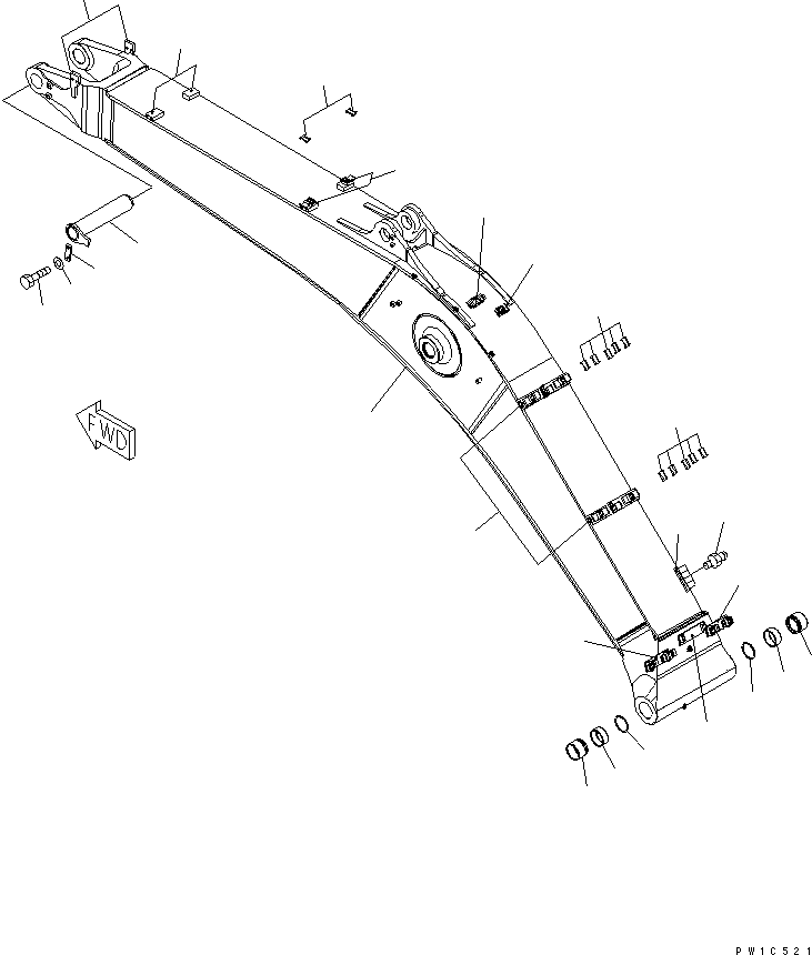 Excavators Komatsu / PC300LL-7L S/N A85001-UP(PC300L1E) / BOOM (BOOM AND TOP PIN)(360010 : T1110-01A0)