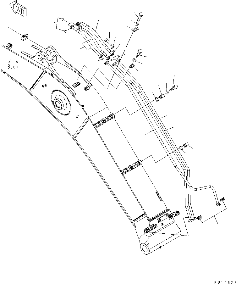 Excavators Komatsu / PC300LL-7L S/N A85001-UP(PC300L1E) / BOOM (ARM CYLINDER LINE)(360020 : T1110-02A0)