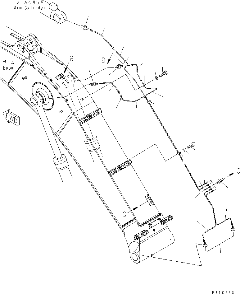 Excavators Komatsu / PC300LL-7L S/N A85001-UP(PC300L1E) / BOOM (LUBRICATING LINE)(360030 : T1110-03A0)