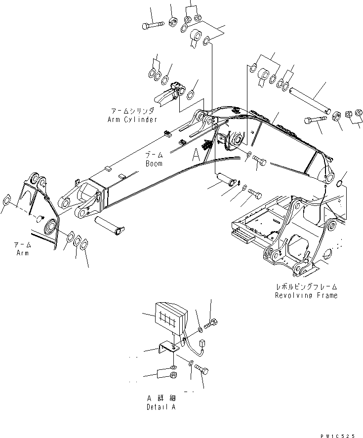 Excavators Komatsu / PC300LL-7L S/N A85001-UP(PC300L1E) / BOOM (CYLINDER PIN AND WORKING LAMP)(360050 : T1110-05A0)