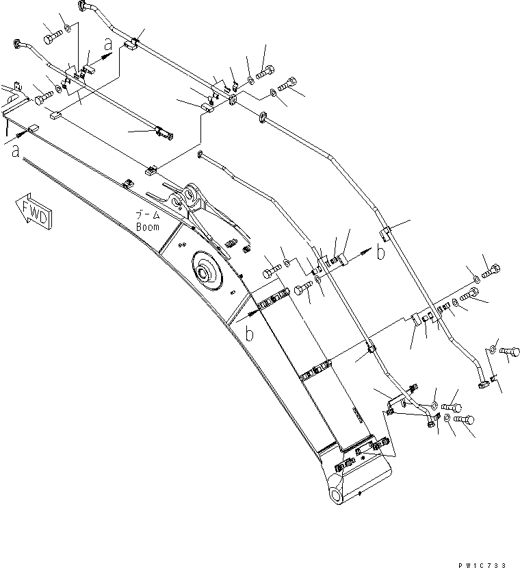 Excavators Komatsu / PC300LL-7L S/N A85001-UP(PC300L1E) / BOOM (CLAMPS) (FOR ADDITIONAL PIPING)(360070 : T1110-07A0)