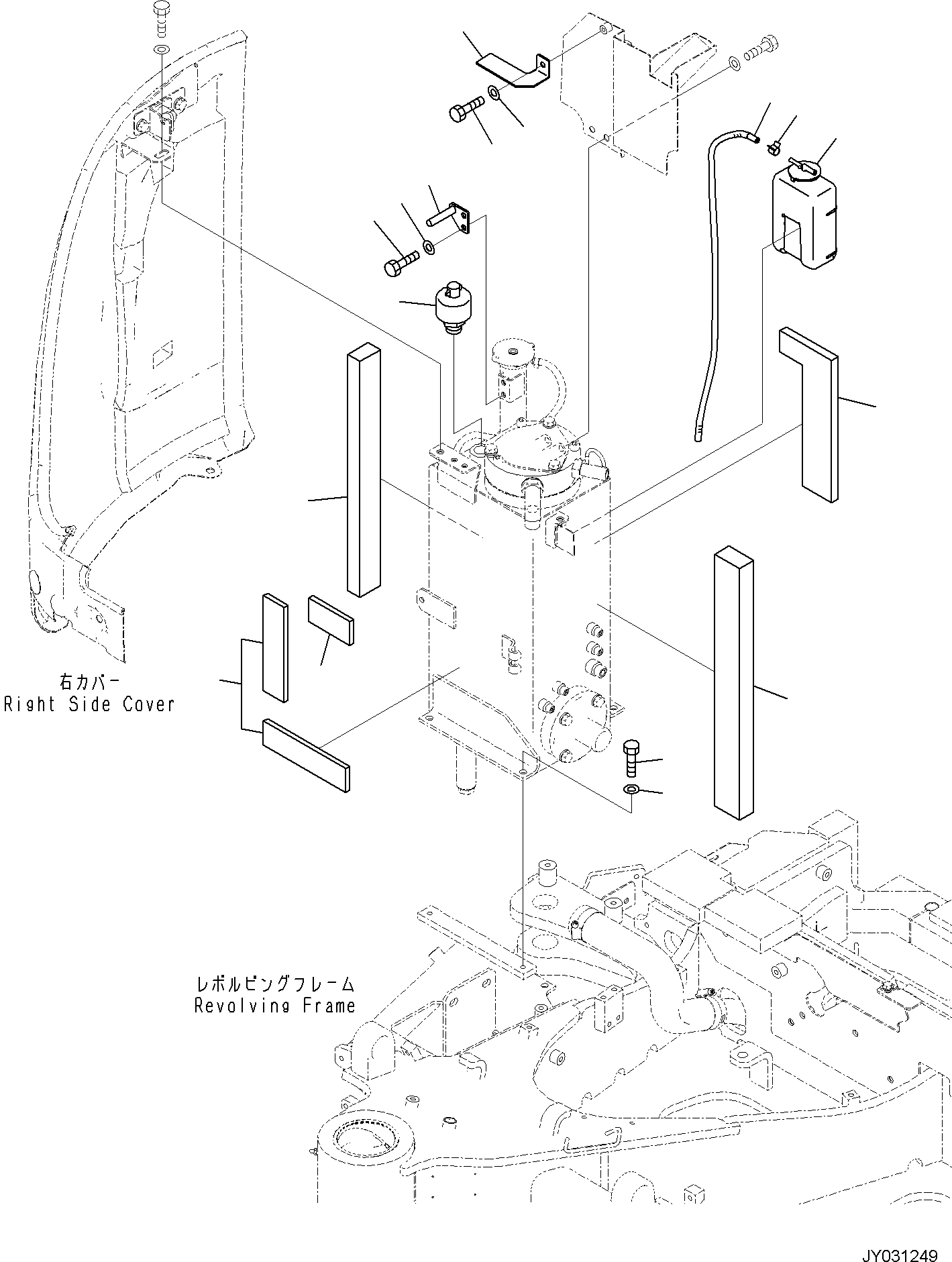 Komatsu parts book diagram for PC30MR-5 S/N F50002 AND UP: HYDRAULIC TANK, MOUNTING PARTS