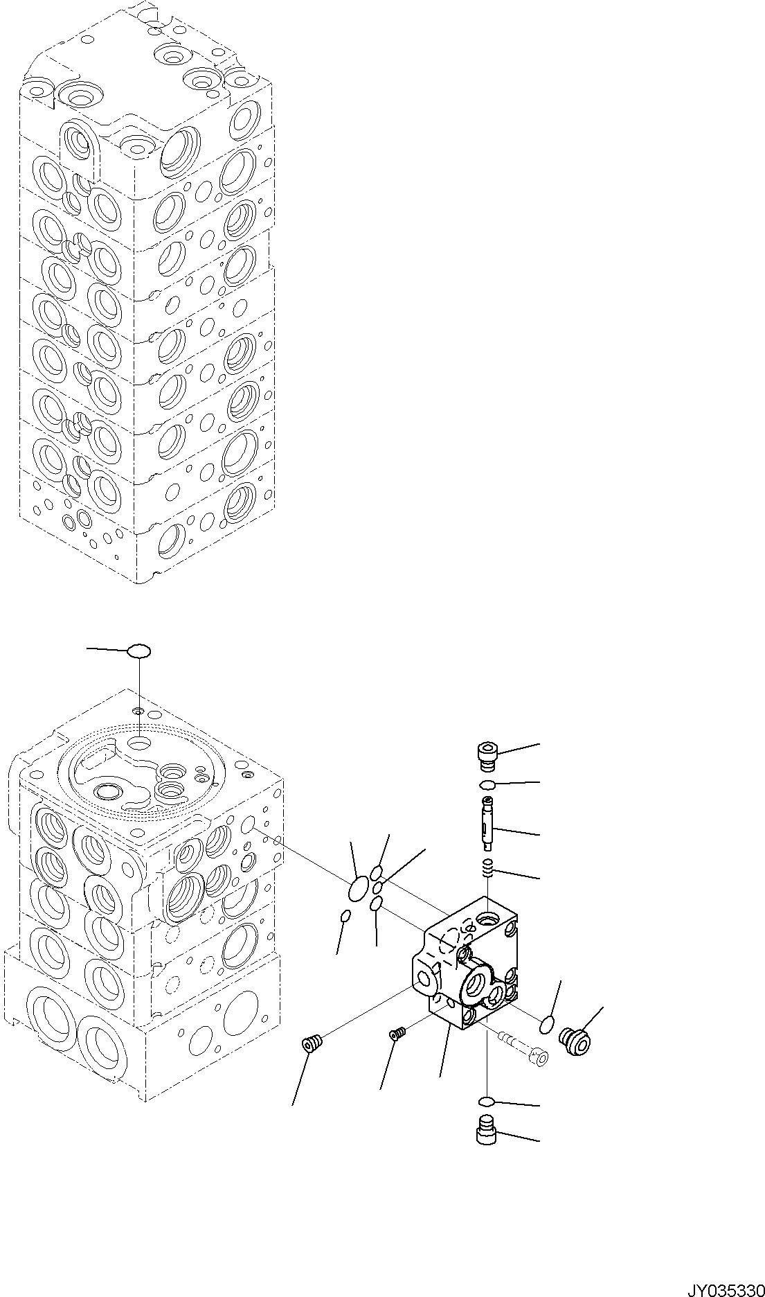 Komatsu parts book diagram for PC30MR-5 S/N F50002 AND UP: CONTROL VALVE, 10-VALVE (16/26)