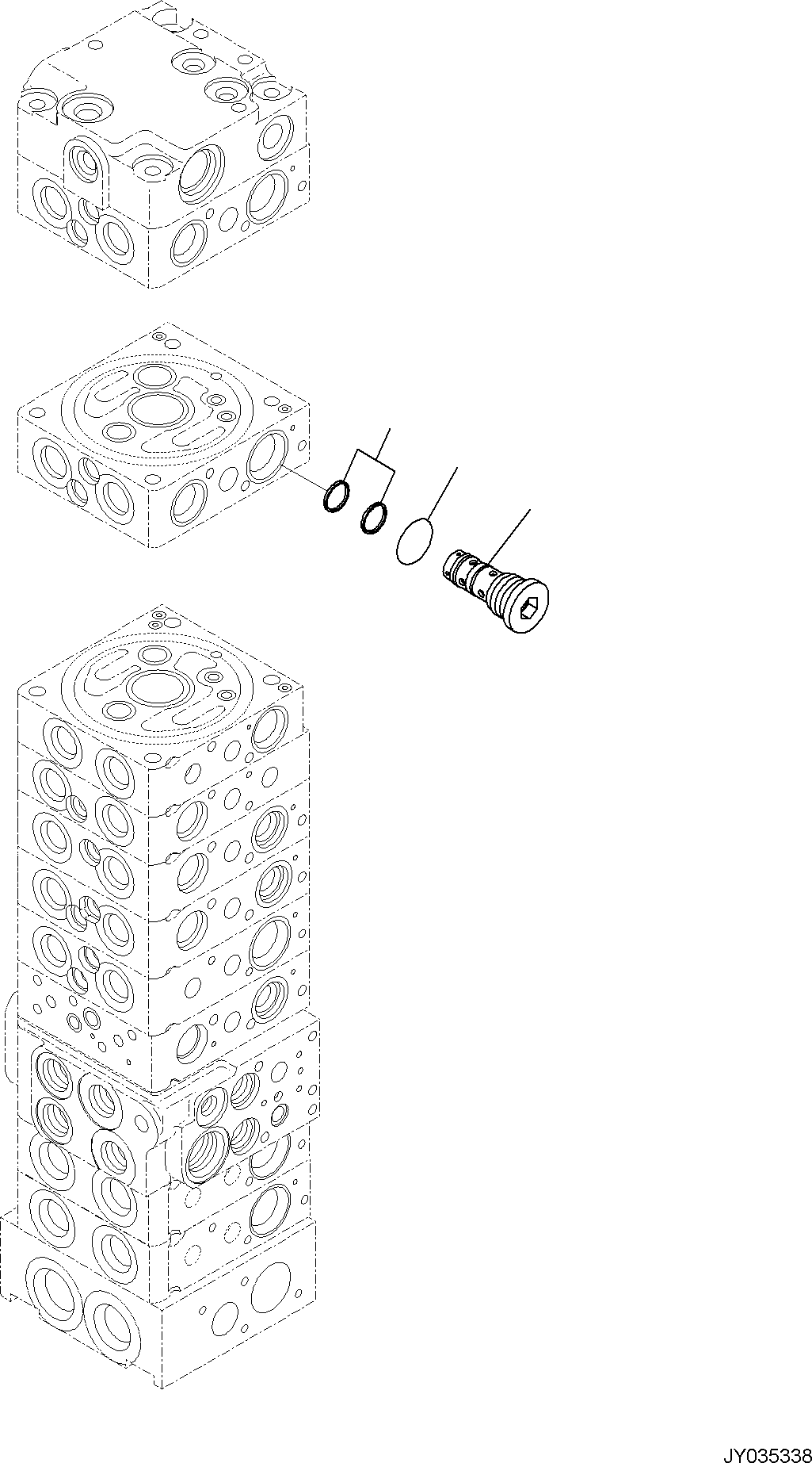 Komatsu parts book diagram for PC30MR-5 S/N F50002 AND UP: CONTROL VALVE, 10-VALVE (24/26)