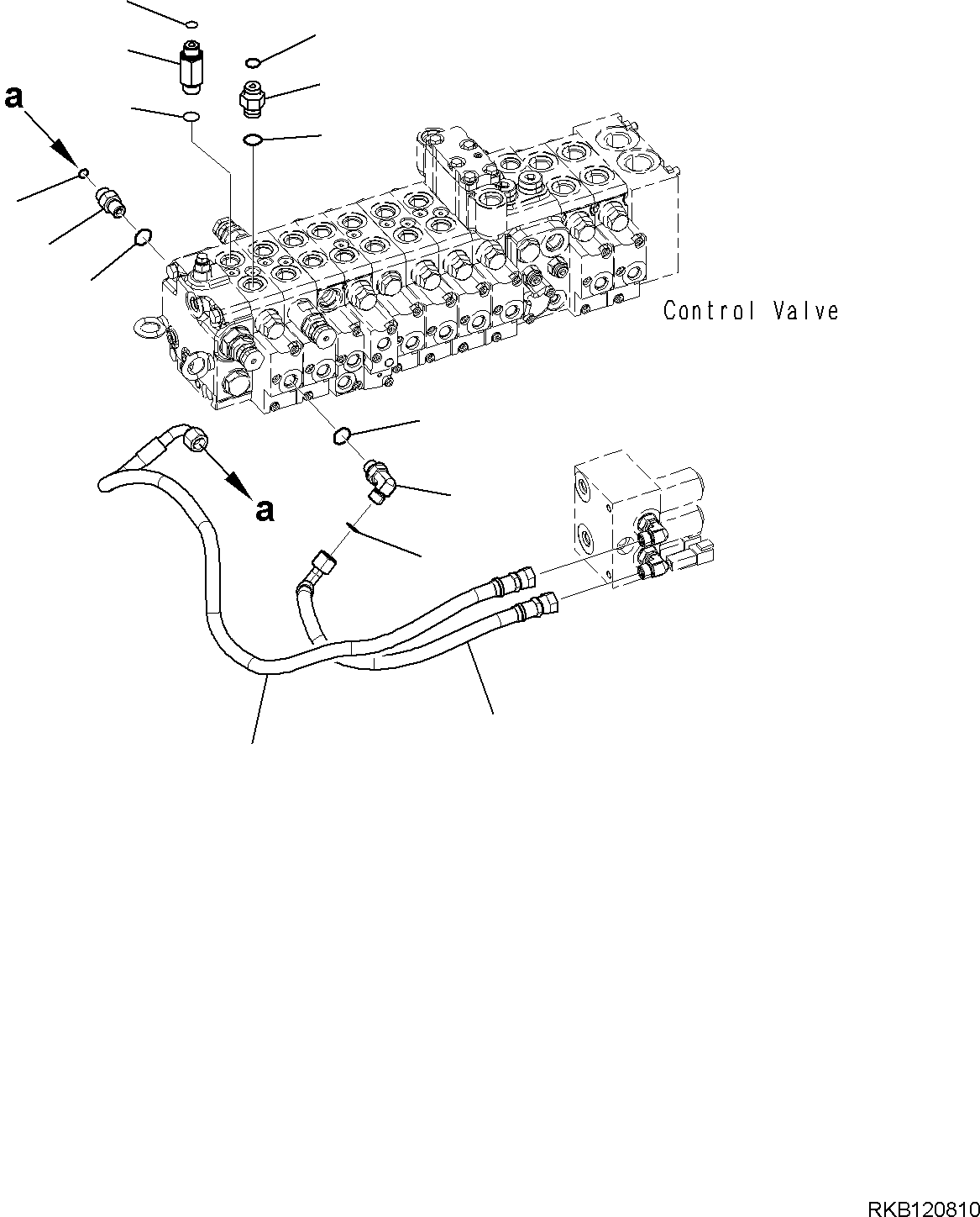 Komatsu parts book diagram for PC30MR-5 S/N F50002 AND UP: CONTROL VALVE, ATTACHMENT PIPING, (2/2)